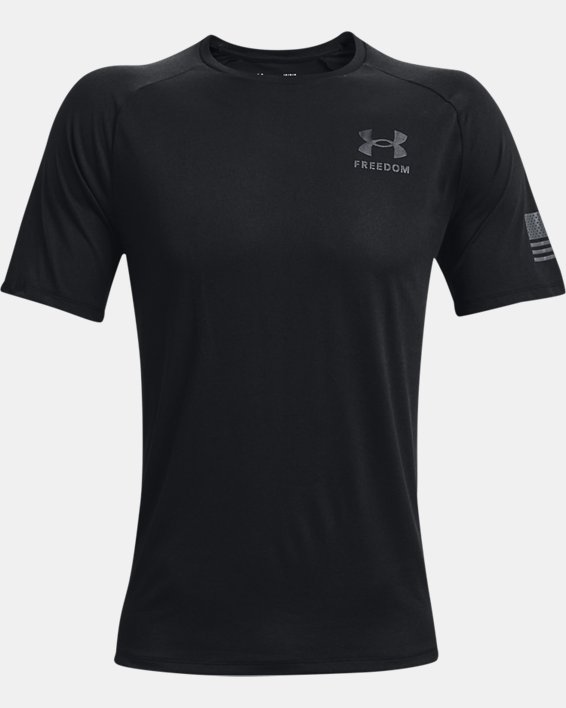 Men's UA Tech™ Freedom Short Sleeve T-Shirt, Black, pdpMainDesktop image number 4